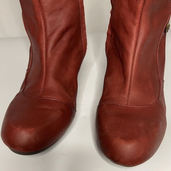Sergio Tomani W sz 41/10-10.5 Knee Hi Tall Boots Shoes Red Burgundy Leather Zip - Picture 9 of 14